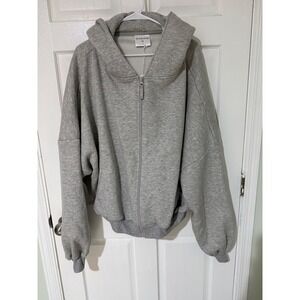 Blogilates Marshmallow Hoodie Gray Oversized Zip Up Sweatshirt Womens 1X NWT